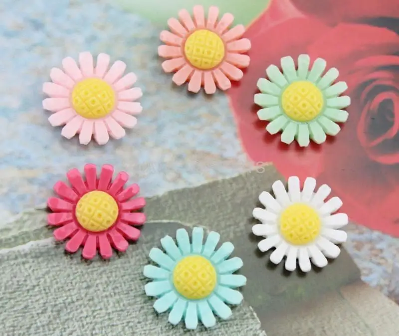Набор из 100 штук декоден Маргаритка мама Подсолнух смола цветок кабошоны кабина 23