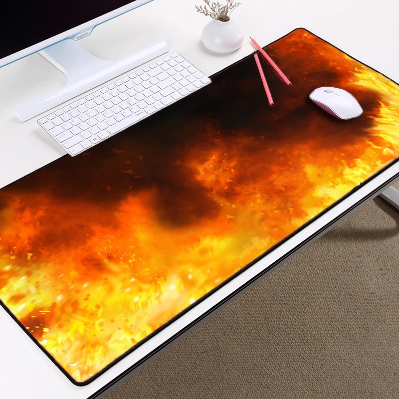 

Mairuige Cool Lifelike Burning Flame Effects Desk Table Mousepad Gaming Mose Mat Pad Large Size Locked Edge Antiskid Rubber Mat