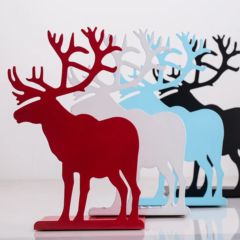 

Elk Shape Heavy Duty Nonskid Metal Bookends ,2 Pairs per Package,Office School Supplies Christmas Holiday Gifts