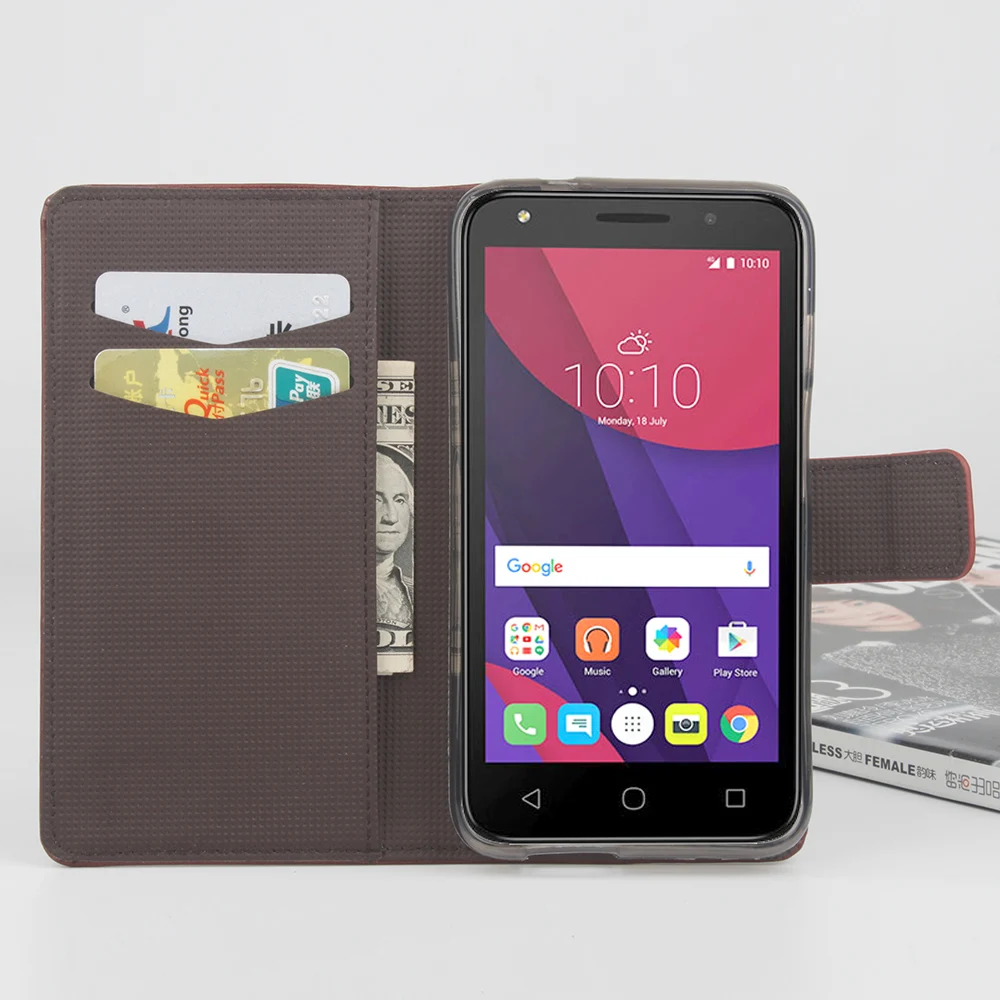 Чехол Filp для Alcatel One Touch Pixi 4 5045X кожаный бумажник телефона Idol 2 Mini Evolve 4037t чехол на