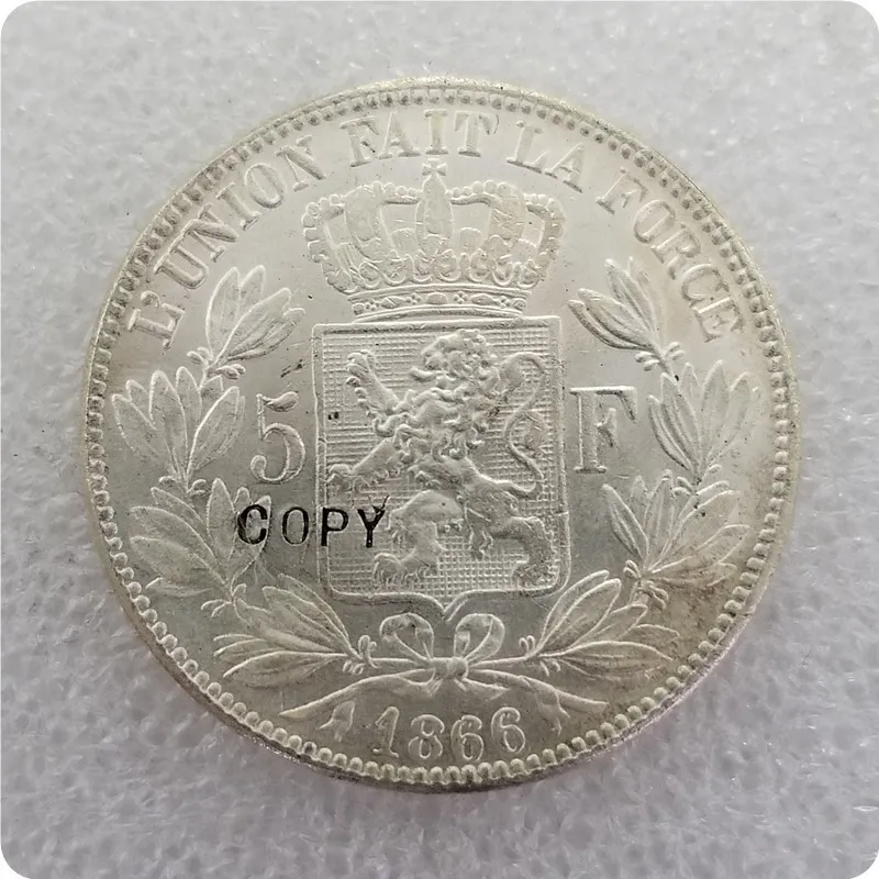 1866 Бельгия 5 франков монета км #24 копия памятные монеты монет медаль