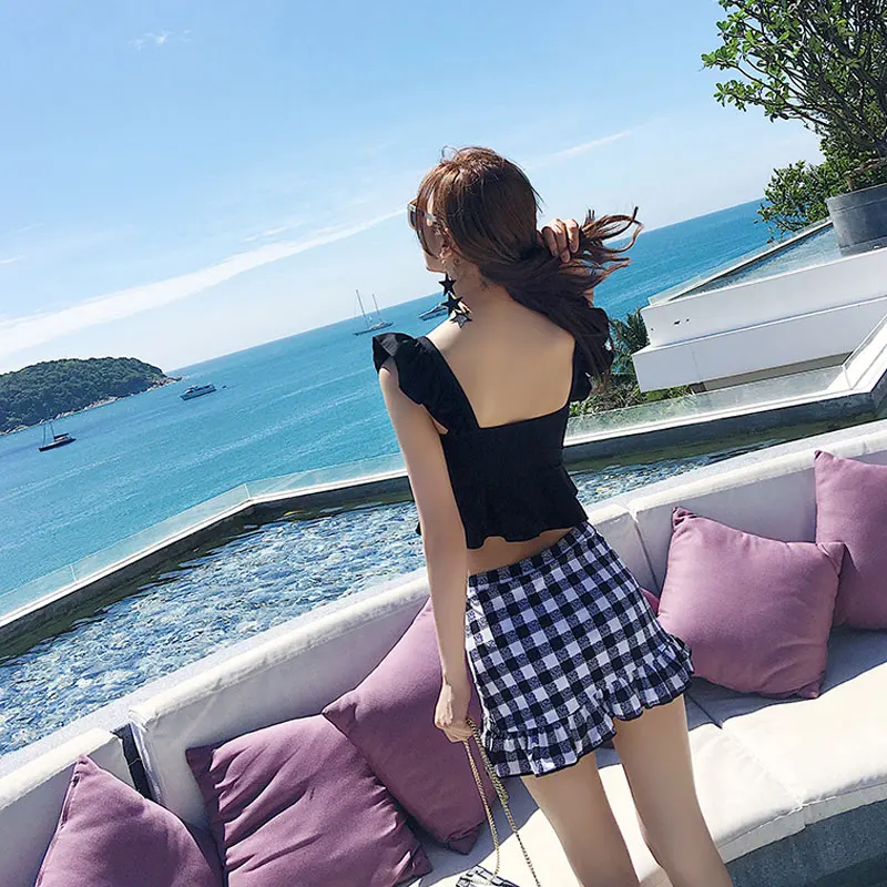 Купальник бикини с эффектом пуш ап и высокой талией|Комбинезоны| |