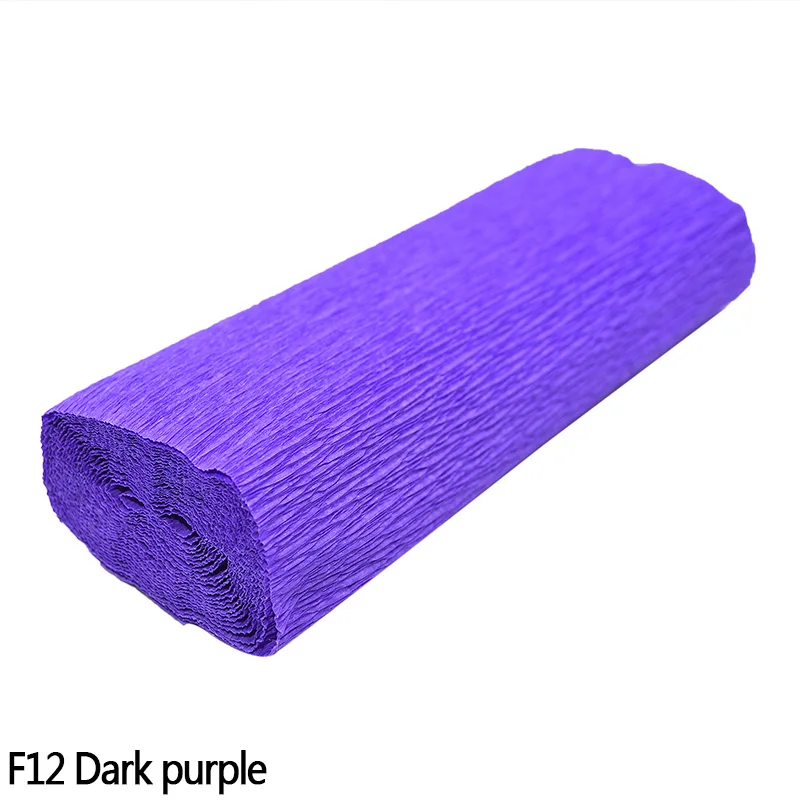 F12 Dark purple 250cm*10/15/25/50 cm Crinkled Crepe Paper Gifts Flower Wrapping Wedding Festive Party Decoration DIY Fold Scrapbooking Crafts - Color: F12 Dark purple