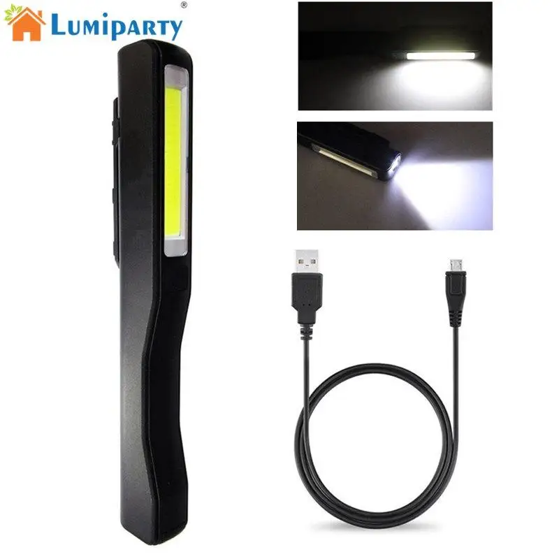 LumiParty usb зарядный светодиодный светильник-вспышка супер яркий COB светодиодный светильник для осмотра мини ручка карманный зажим Рабочий фонарь светильник-вспышка