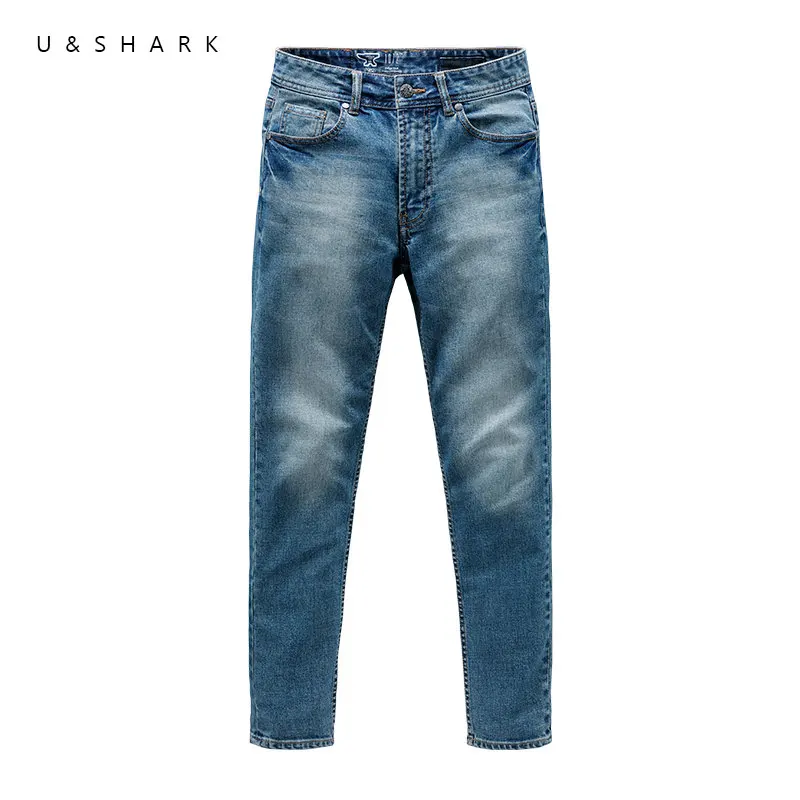 U & SHARK весенний Новый светильник синие обтягивающие джинсы брюки Мужская
