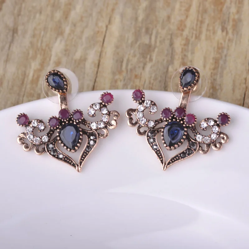 Женские серьги Blucome Винтажные золотого цвета с сердечком двусторонние