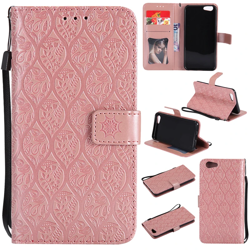PU Leather Flip Wallet Embossed Vine Soft Phone Silicone Case Cover Shell Coque Fundas for OPPO R9S R10 R11 A39 A57 A59 F1S | Мобильные