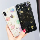 Хит продаж, блестящий чехол с космическими звездами для iPhone 7, чехол для iPhone 8, 7, 6, 6S Plus, X, задняя крышка, прозрачные мягкие силиконовые чехлы для девушек