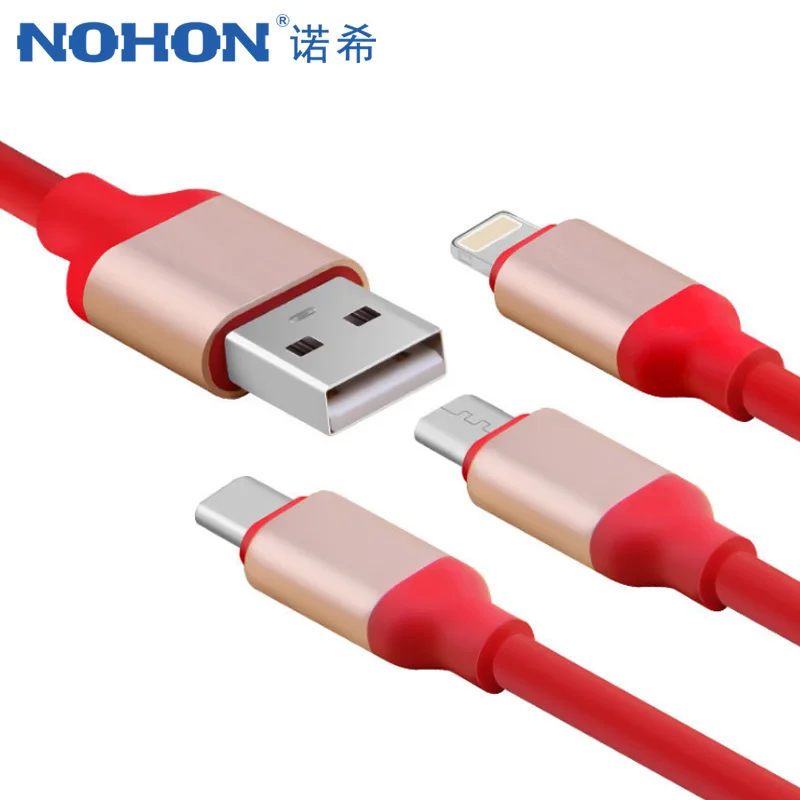 NOHON Micro Тип usb C 8 pin 3 2 в 1 Зарядное устройство Шнур для iPhone 7 6 S плюс X iOS Android samsung Xiaomi