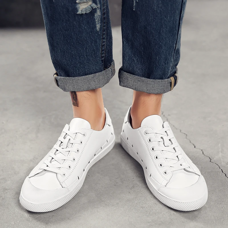 Big Size 38-45 Small White Shoes Mens Trainers Safey Toe Lace-Up Breathable Black Sneakers Soft Light Fashion Casual Men | Обувь