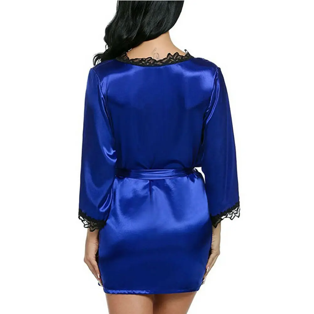 

Womens Sexy Silk Satin Deep V Sleepwear Lingerie Nightwear Underwear Night Dress Ladies Babydoll