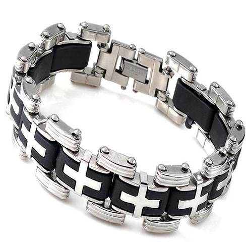 Новое поступление Мужская Мода в стиле панк крест нержавеющая Сталь силиконовый