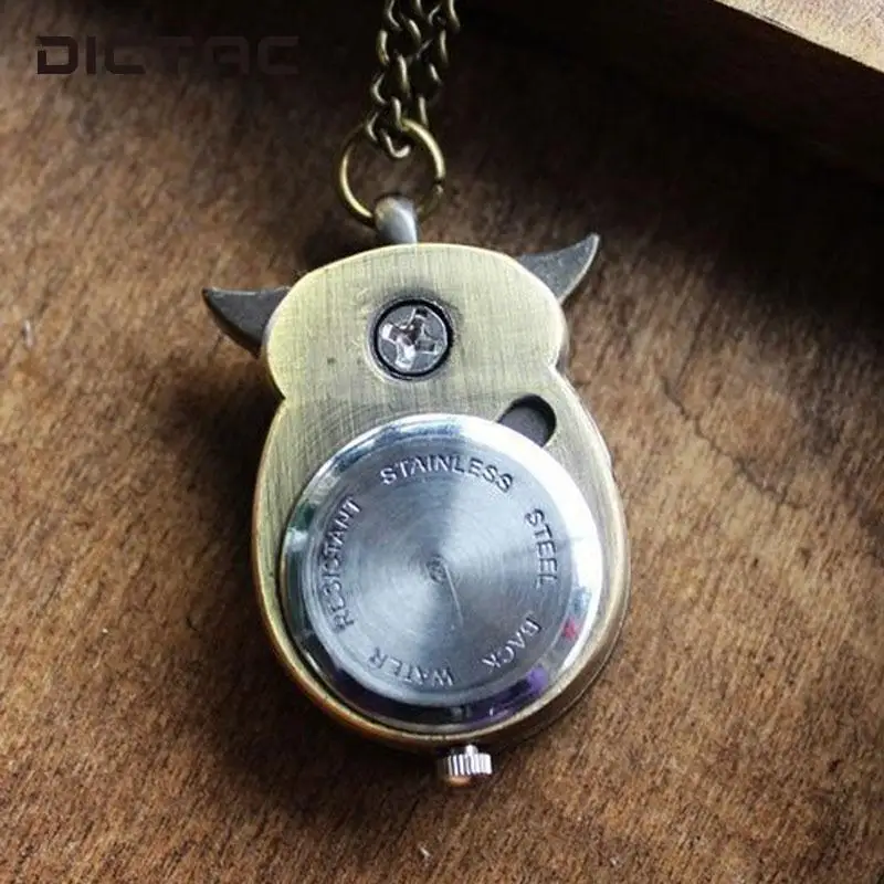 Fashion Unisex Vintage Bronze Slide Smart Owl Pendant Necklace Pocket Watch | Наручные часы