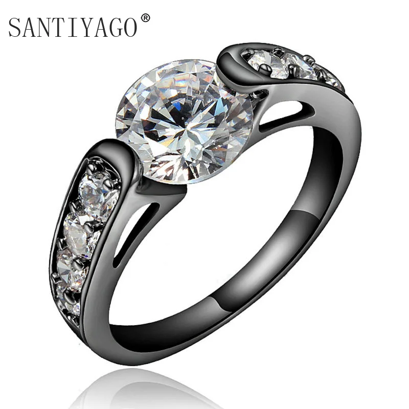 Korea Style Guaranteed 100% New Amazing Casual Black Ring with 3A Zircon Wedding Engagement Women | Украшения и аксессуары