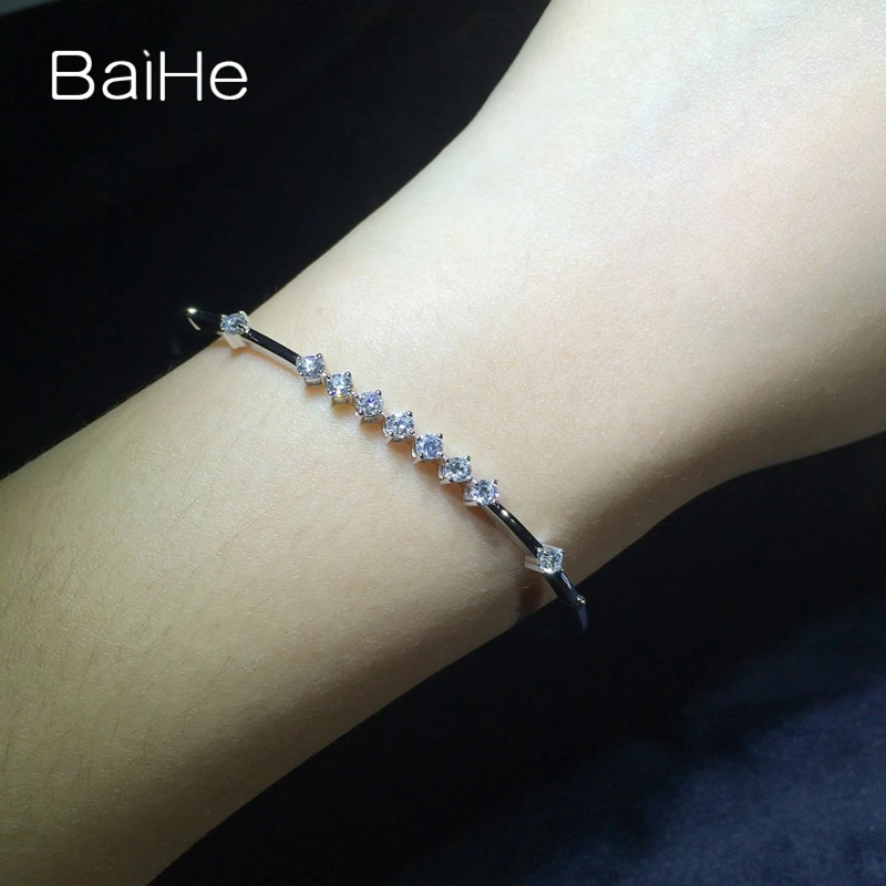BAIHE, 14 к, белое золото, около 0.72CT, сертифицировано H/SI, настоящие натуральные бриллианты, обручение, для женщин, модный, ювелирный браслет