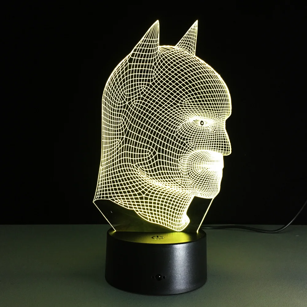 Бэтмен супер герой лампа 7 цветов Изменение 3D иллюзия СВЕТОДИОДНЫЙ Ночник