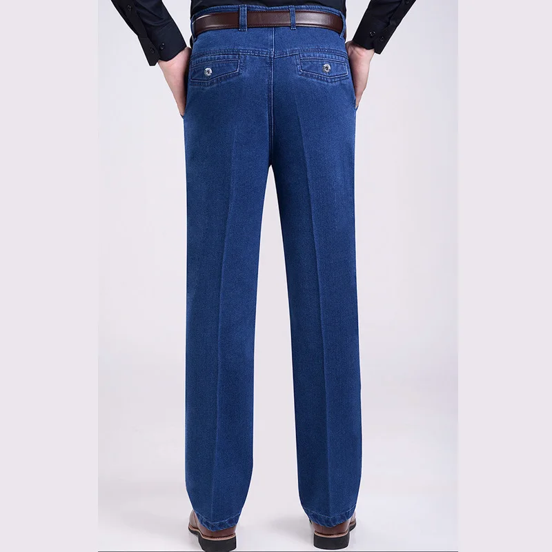 

Джинсы мужские Стрейчевые с высокой талией, свободные, повседневные, стирающиеся, для мужчин среднего возраста, большие размеры 42, Осень-зим...