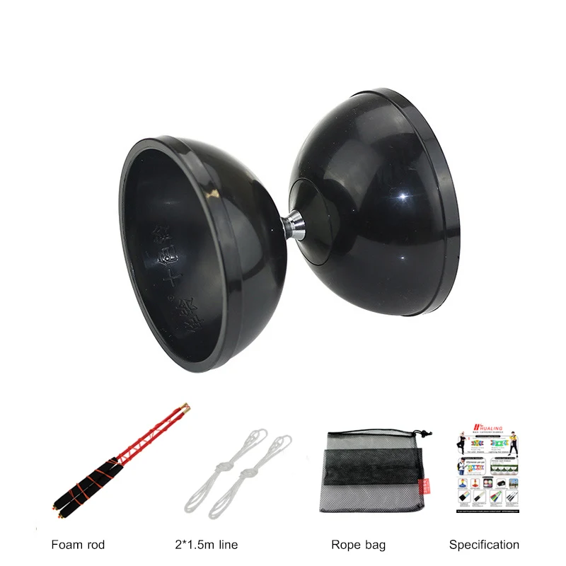 fixed Black Фиксированный или подшипник diabolo игрушки профессиональный набор Diabolo упаковка с веревочной сумкой Китай - Цвет: fixed Black