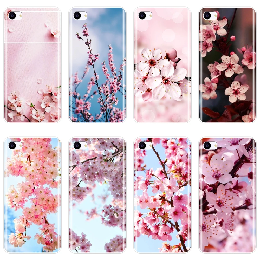 Розовая задняя крышка с цветком вишни для Meizu 16th 16x15 Lite 16 Plus Мягкий силиконовый