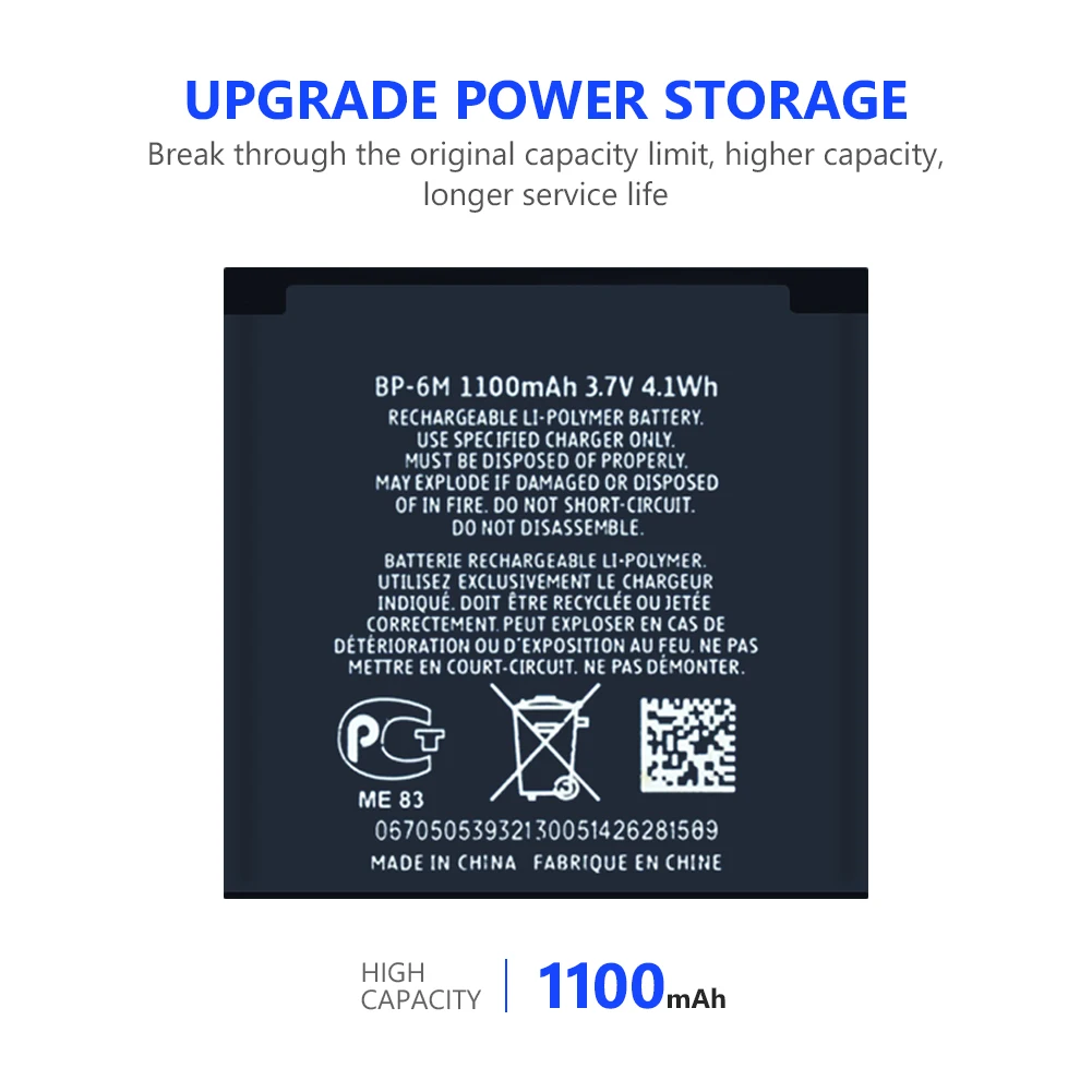 1100 мА/ч, BP-6M Батарея для Nokia N73 N77 N93 N93S 3250 6151 6233 6234 6280 6282 6288 6290 9300i 9300 замена батареи