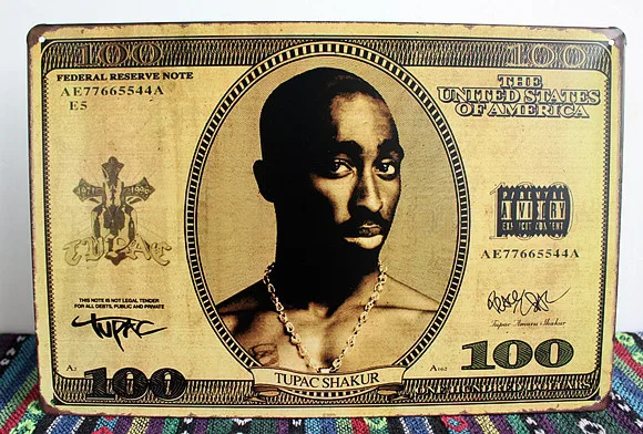 50 шт./лот металлический знак потертый шик 2PAC Картина Настенная Наклейка Дом Кафе