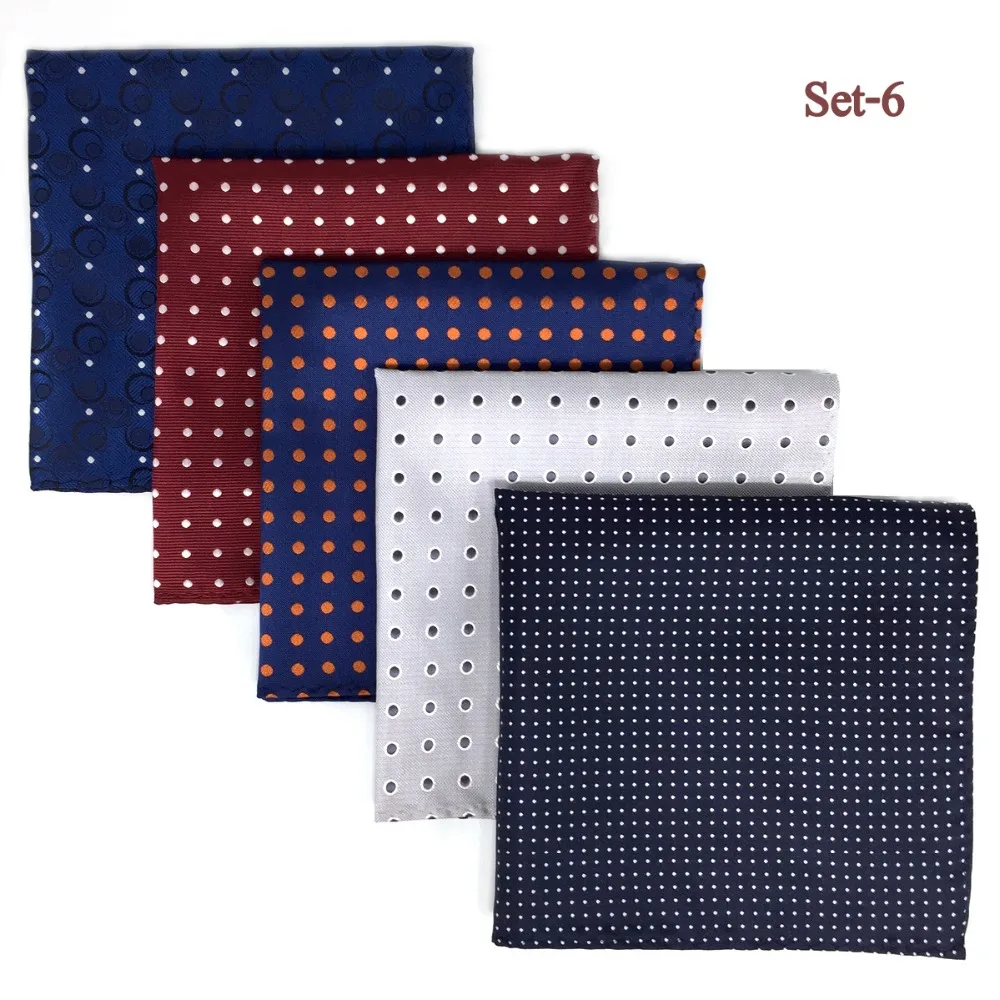 

5 Pieces Assorted Mens Pocket Square Silk Handkerchief Set Colorful Large Accessories Gift Party