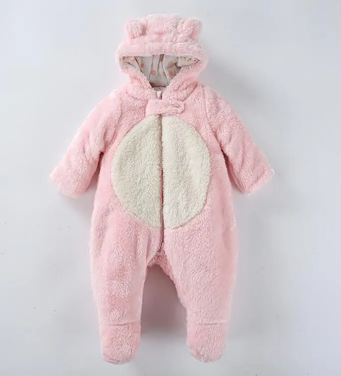 pink Детская одежда зима Медведь коралловый флис комбинезон с капюшоном толстые теплые детские комбинезоны детская одежда для мальчиков и девочек Пижамы - Цвет: pink