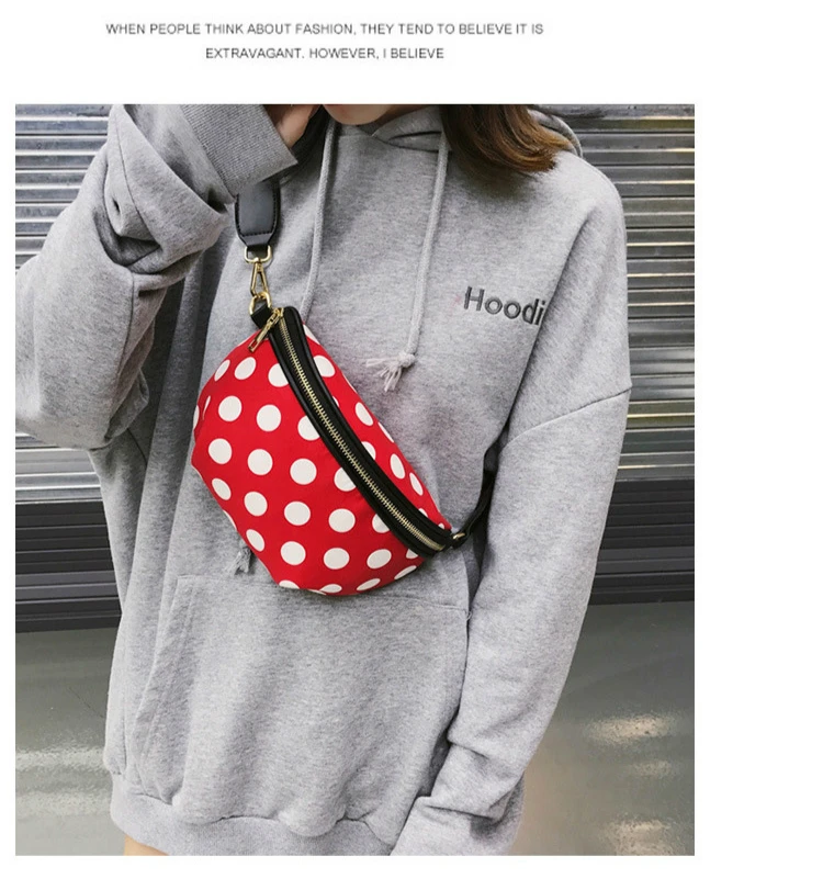Лидер продаж двойной Применение сумка на поясном ремне Для женщин PU Fanny Pack, трендовые женские сумка с широким ремнем на плечо; милые туфли-лодочки в горошек сумка "Почтальон" на ремне сумка