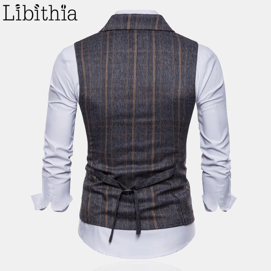 Мужской деловой клетчатый костюм жилет высокое качество двубортный большой