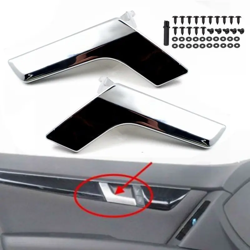 

Seabuy Chrome Car Inner Interior Door Handle Repair Kit For Mercedes W204 X204 Inner Trim Cover