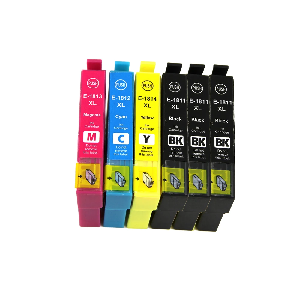 Совместимо для Epson T1811 T1812 T1813 T1814 18XL (6-Pack) Чернильный Картридж Expression Home