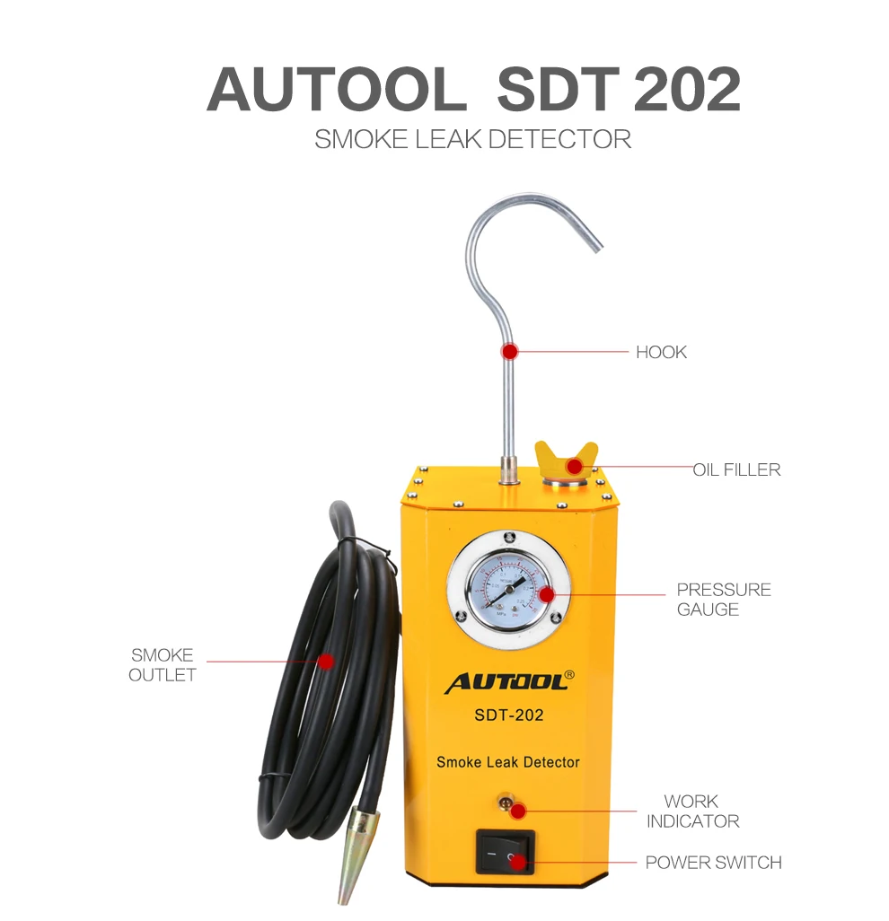 AUTOOL SDT202 автомобильный генератор дыма автомобильный детектор утечки дыма трубных систем тестер утечки дыма инструмент диагностики труб SDT-202