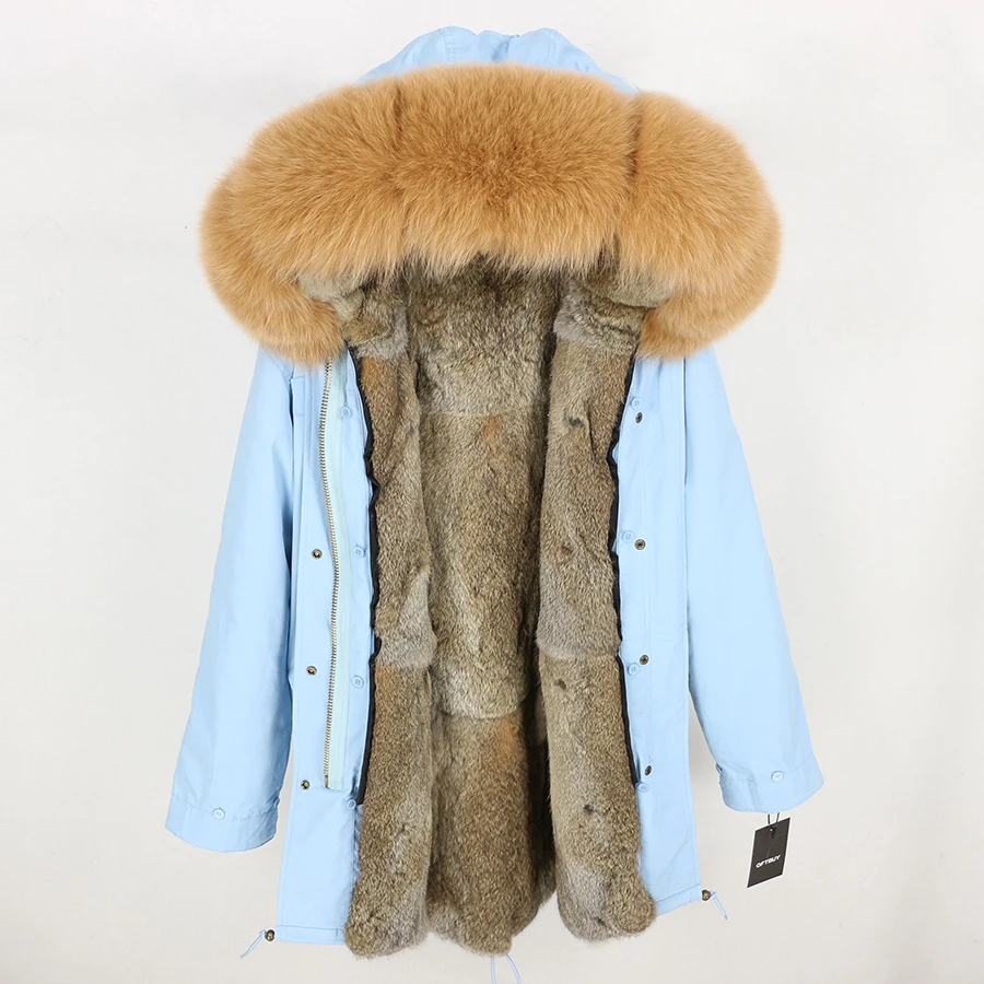 8 OFTBUY, зимняя женская куртка, пальто из натурального меха, длинная парка, Воротник из натурального Лисьего меха, капюшон, подкладка из кроличьего меха, толстая теплая верхняя одежда, бренд - Цвет: 8