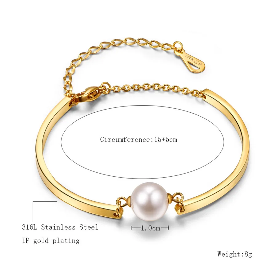 Martick Europe Brand Gold-color Lobster Charm Bracelets With Pearl For Women Fashion Summer Style B208 |