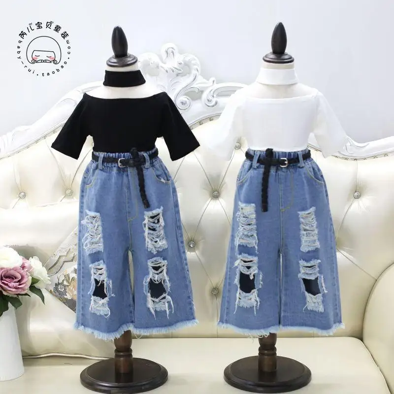 Новинка 2017 весенне-летние джинсы для маленьких девочек новые стильные детские