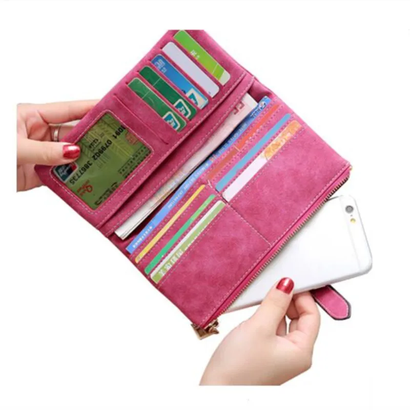 2018 твердый шнурок из нубука на молнии длинный женский кошелек Роскошный чехол