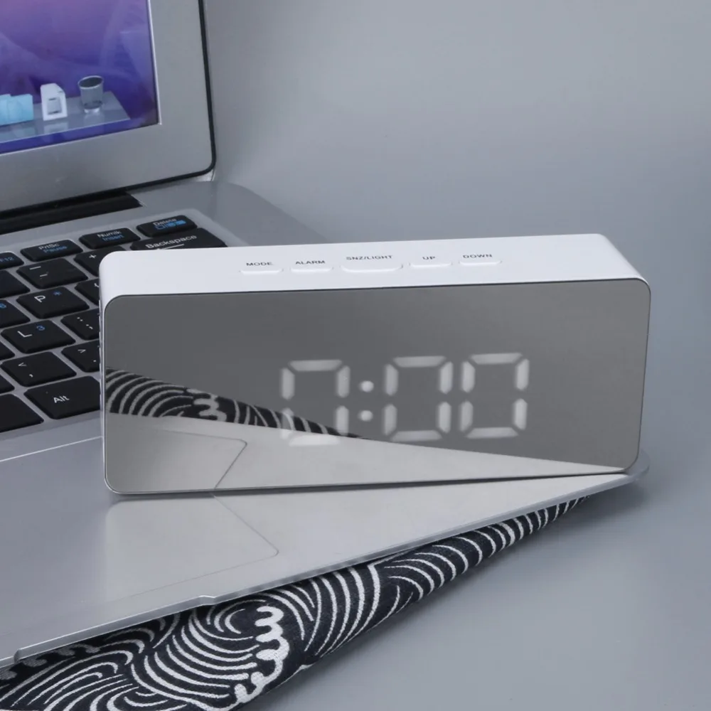 LED Smart Mirror Alarm Clock Multi-function Luminous Digital with Night Light | Дом и сад