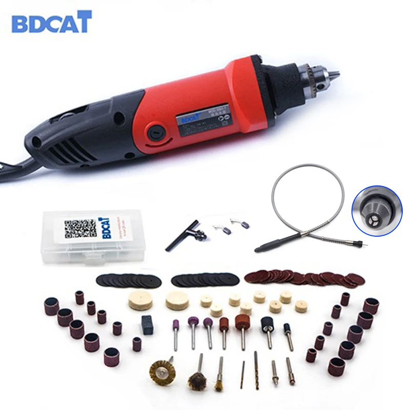 BDCAT 220V 400W Mini Grinder 6 Position Variable Speed For Dremel Rotary Tool Grinding Power Tool with 186pcs Dremel Accessories