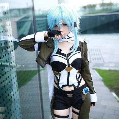 

Аниме! Женская снайперская Униформа Sword Art Online II Asada Shino GGO армейского зеленого цвета, костюм для косплея, размер на заказ, бесплатная доставка