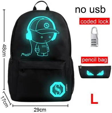 B184-Style7 Новинка, Подростковый рюкзак для школы, светящийся, usb зарядка, противоугонные рюкзаки, школьный рюкзак в мужских повседневных рюкзаках - Цвет: B184-Style7
