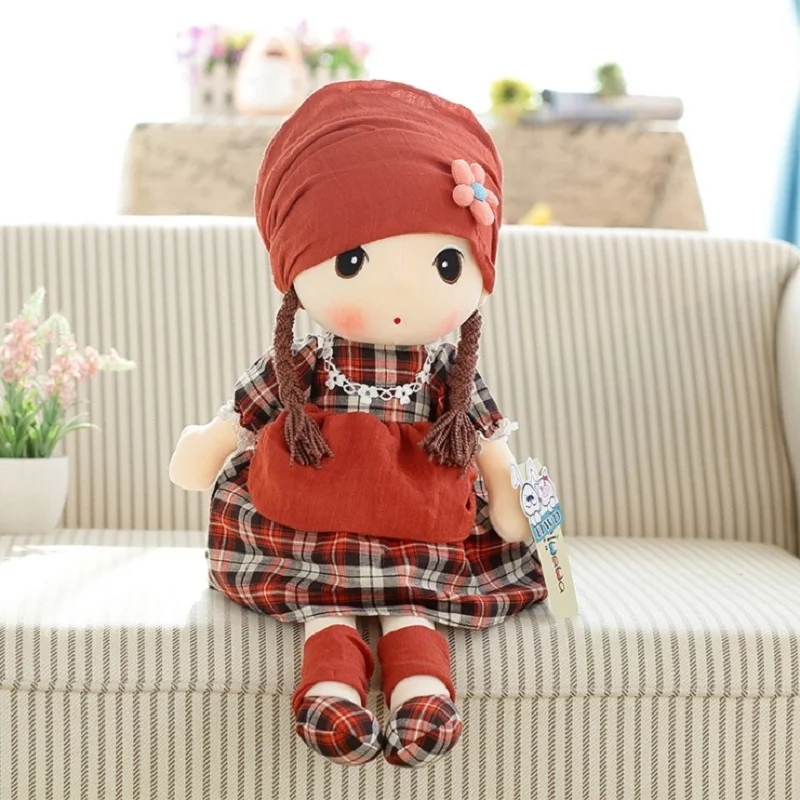 1 шт., Прямая поставка, 40 см, RagDoll, мягкие куклы, милые Kawaii, плюшевые игрушки для девочек, куклы, мягкая Милая модель, детский подарок на день рождения, Рождество - Цвет: Orange plaid