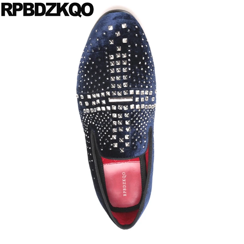 46 Brand Plus Size Real Leather Slip On Stud Party High Quality Loafers Rivet Men Shoes Casual Top Rhinestone Genuine 47 Runway | Обувь