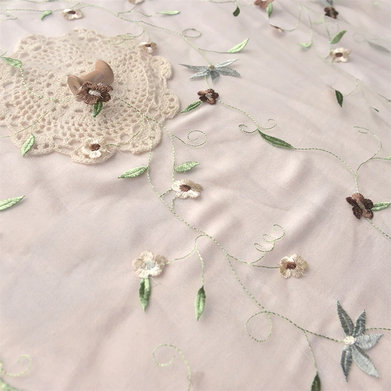 

Flocking, Stamping, Golden Sparkling Beads, Embroidered Screen Curtain Fabric