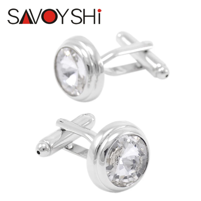 Роскошные запонки SAVOYSHI с кристаллами для мужчин рубашек высококачественные в