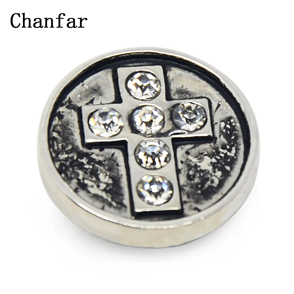

Clear Crystal Paved Cross Pattern Snap Button Fit For 18mm Snap Button Jewelry