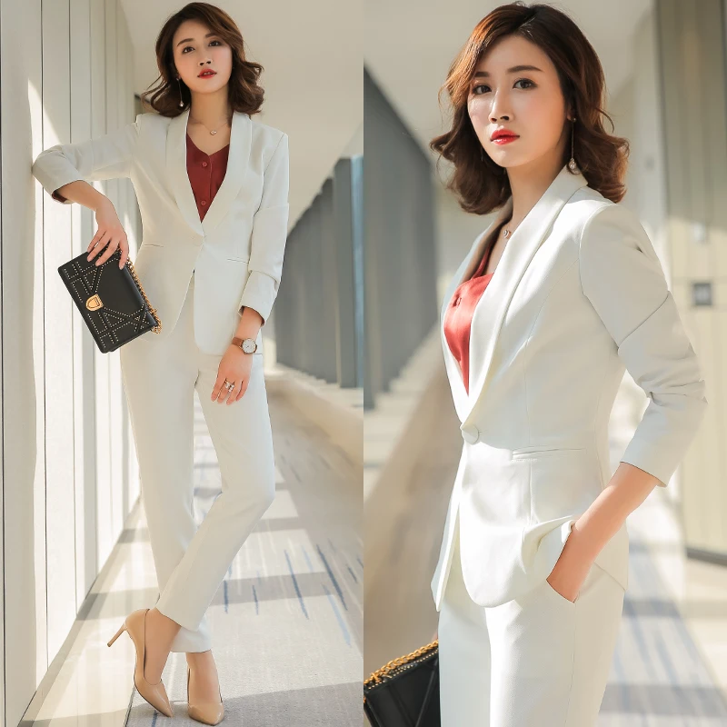 Women business Suits Fashion Women's Pants Suit slim Suit Jackets with Pants Office Ladies formal OL Pant Suits