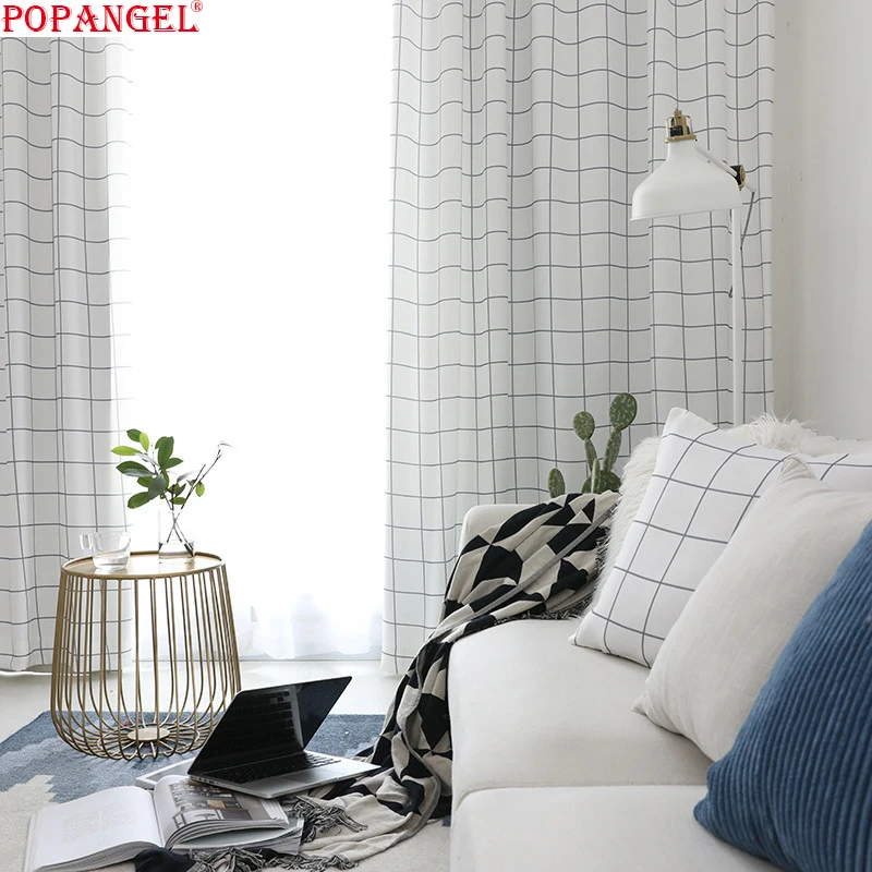 

Термоизолирующая занавеска для гостиной, с принтом в клетку