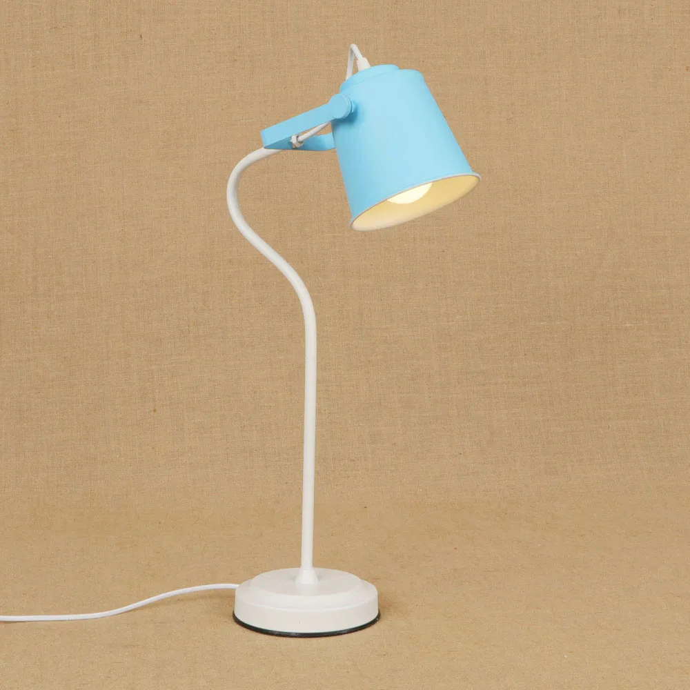 

Modern colorful brief American iron table lamp E27 LED light desk lamp with switch for reading living room workroom bedside