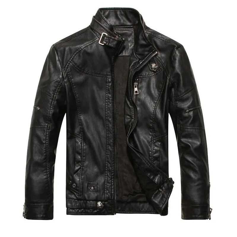 Мужская мотоциклетная кожаная куртка s 2017 Новый модный бренд осень зима флисовая