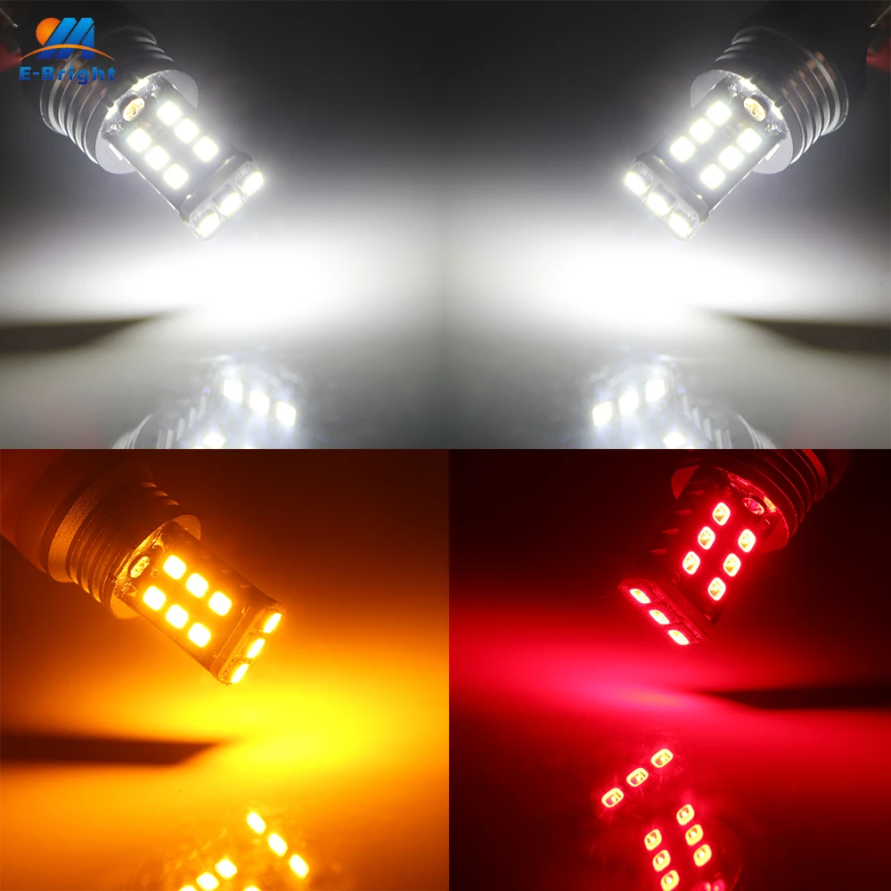 2X T25 3156 P27W 3157 P27/5W 2835 15 SMD Светодиодная лампа canbus Белый Янтарный Красный 12В 24В для